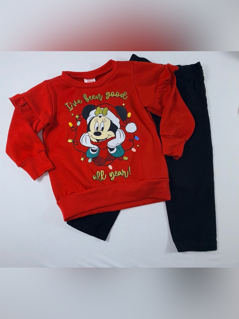 Disney 2T Minnie Mouse Toddler Girl’s 2-Piece Christmas Sweatshirt & Pants Set